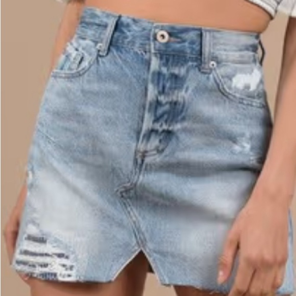 PISTOLA Lolita Denim Mini Skirt Light Wash Size 25 Button Fly